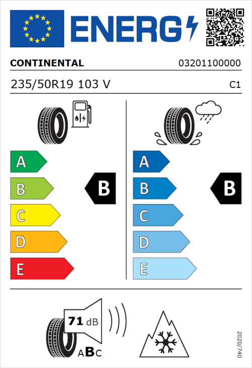 Tyre Label for Continental AllSeasonContact 2 235/50R19 103V